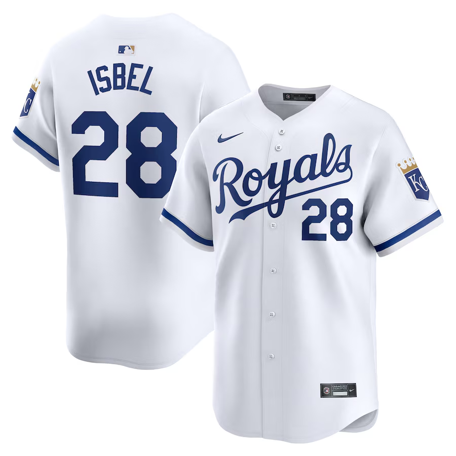 Kansas City Royals #28 Kyle Isbel Nike Home Limited Player Jersey- White