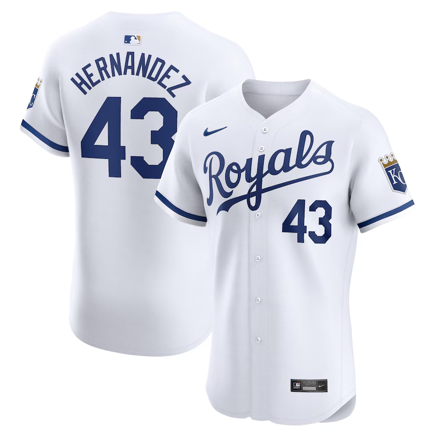 Kansas City Royals #43 Carlos Hernandez Nike Home Elite Player Jersey- White