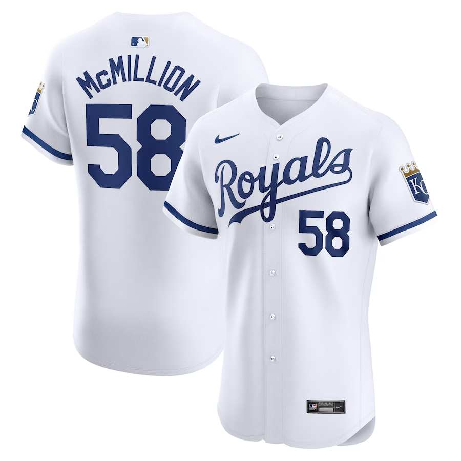 Kansas City Royals #58 John McMillon Nike Home Elite Player Jersey- White