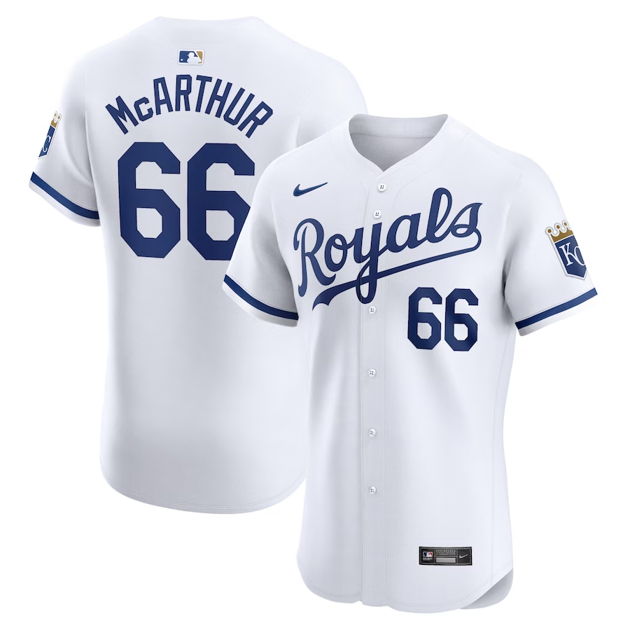 Kansas City Royals #66 James Macarthur Nike Home Elite Player Jersey- White