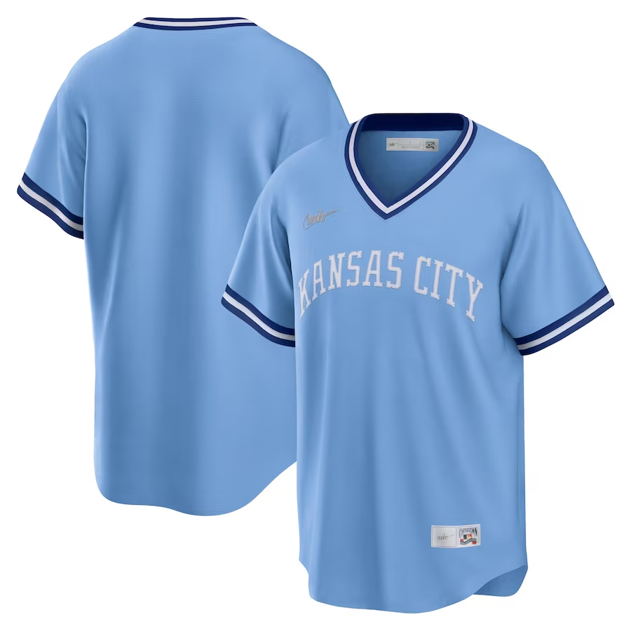Kansas City Royals #Blank Nike Road Cooperstown Collection Team Jersey- Light Blue