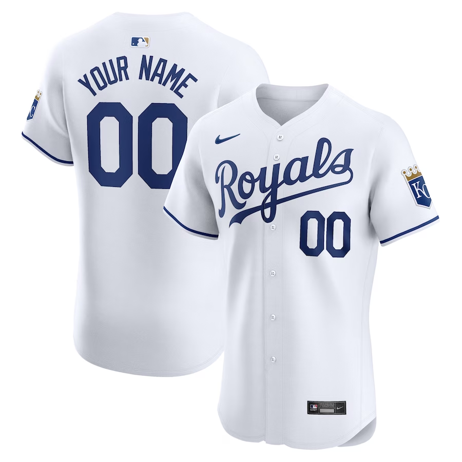 Kansas City Royals Customized Nike Home Elite Custom Jersey- White