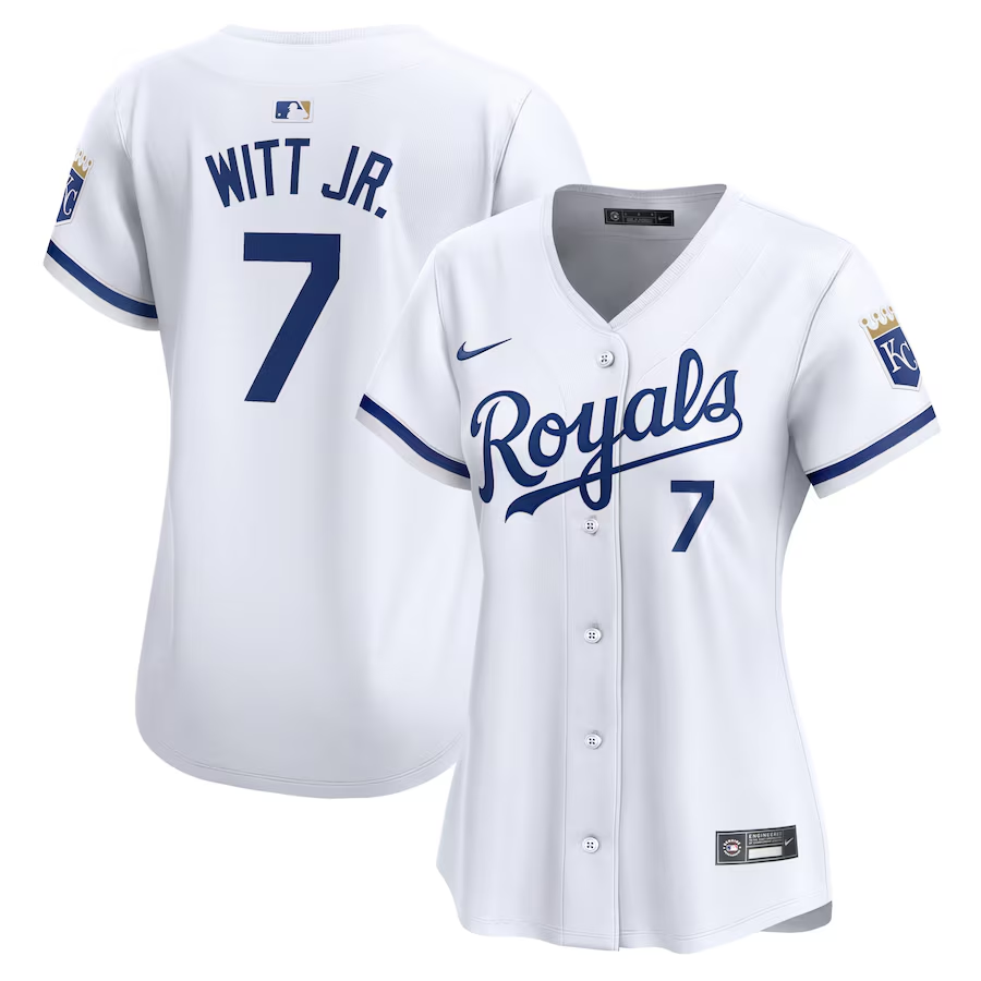 Kansas City Royals Womens #7 Bobby Witt Jr. Nike Home Limited Player Jersey- White