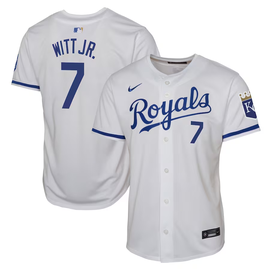 Kansas City Royals Youth #7 Bobby Witt Jr. Nike Home Limited Player Jersey- White