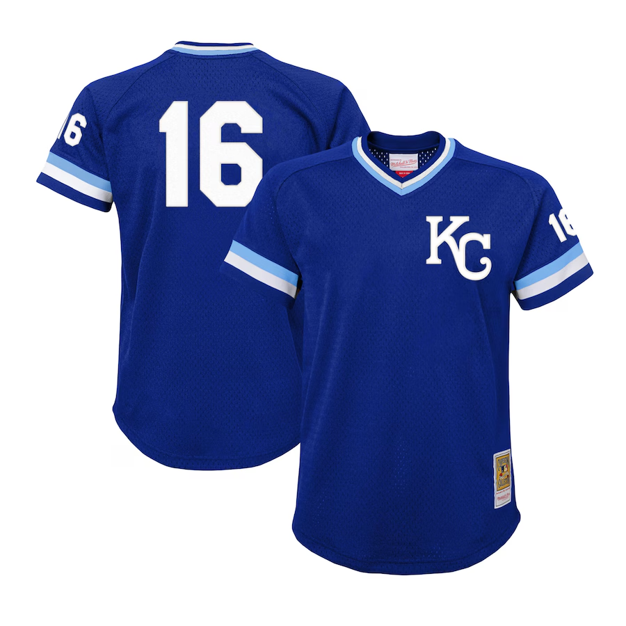 Kansas City Royals Youth #16 Bo Jackson Mitchell & Ness Cooperstown Collection Mesh Batting Practice Jersey- Royal
