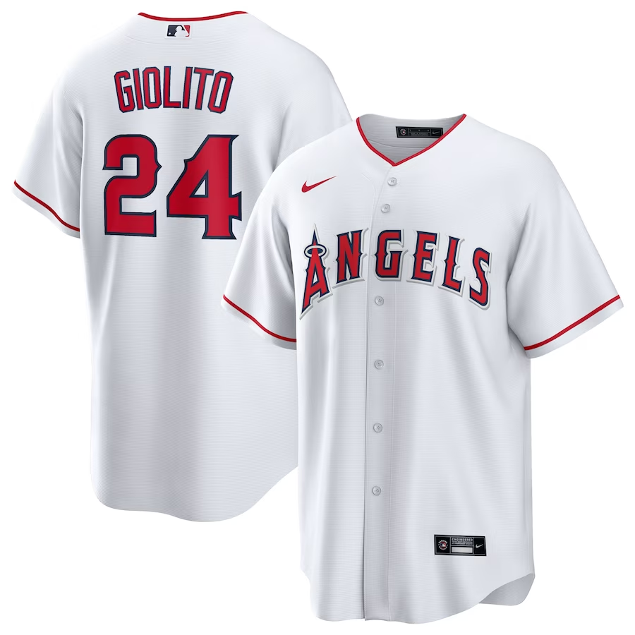 Los Angeles Angels #24 Lucas Giolito Nike Home Replica Player Jersey- White