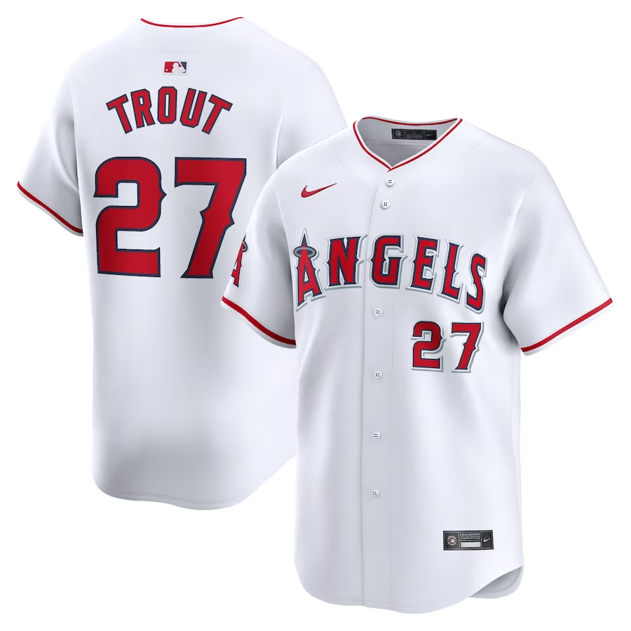 Los Angeles Angels #27 Mike Trout Nike Home Limited Player Jersey- White