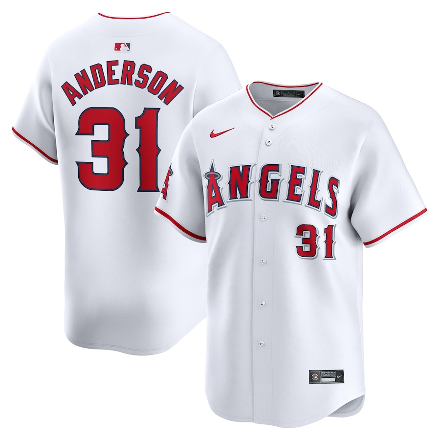 Los Angeles Angels #31 Tyler Anderson Nike Home Limited Player Jersey- White