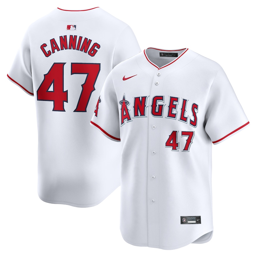 Los Angeles Angels #47 Griffin Canning Nike Home Limited Player Jersey- White