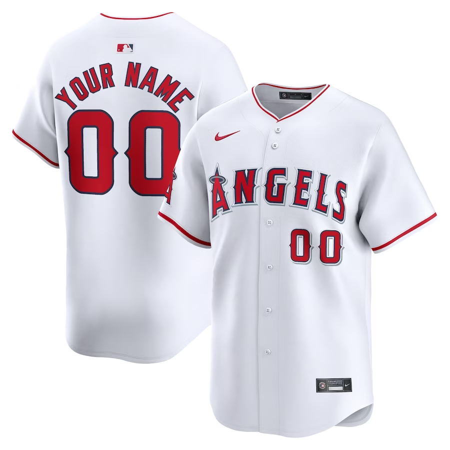 Los Angeles Angels Customized Nike Home Limited Jersey- White