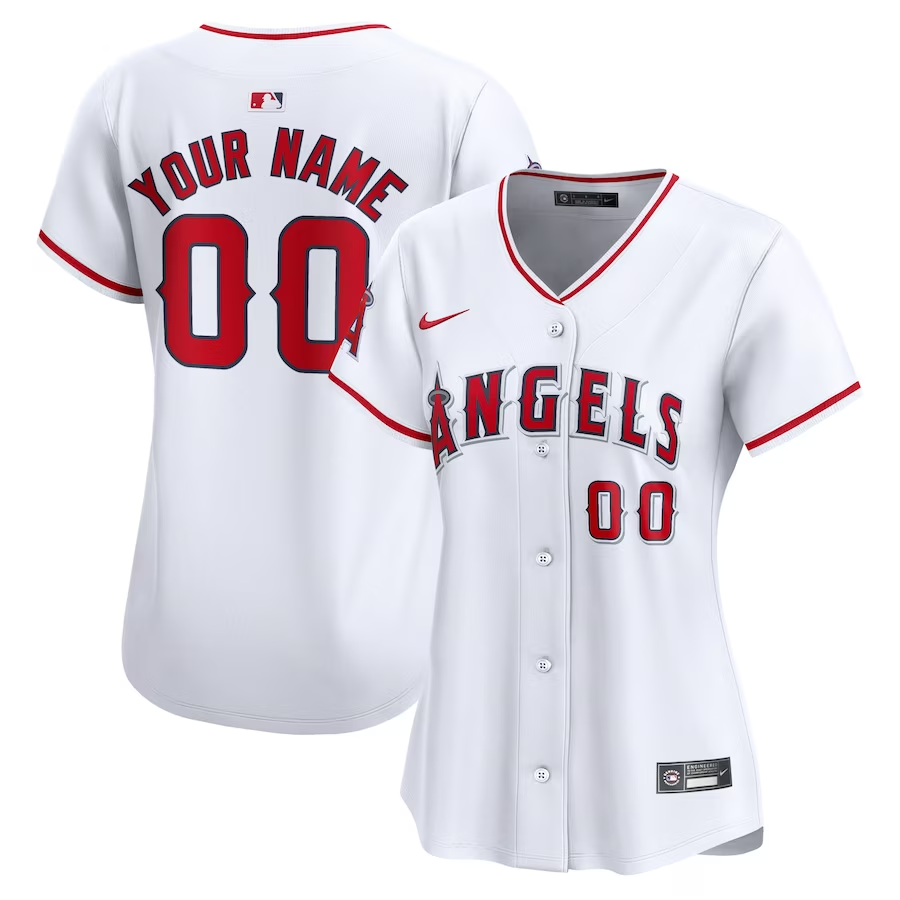 Los Angeles Angels Customized Womens Nike Home Limited Jersey- White