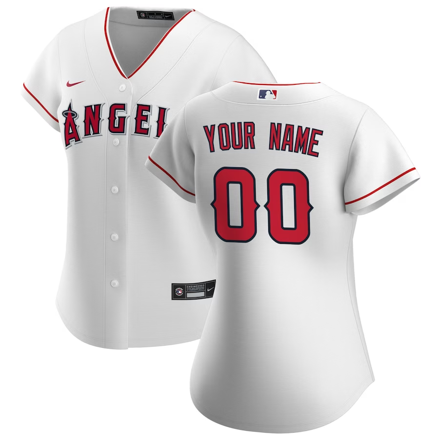 Los Angeles Angels Customized Womens Nike Home Replica Jersey- White