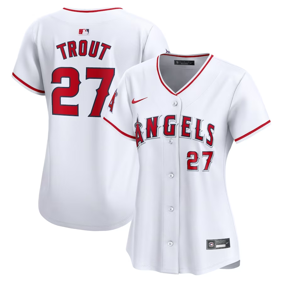 Los Angeles Angels Womens #27 Mike Trout Nike Home Limited Player Jersey- White