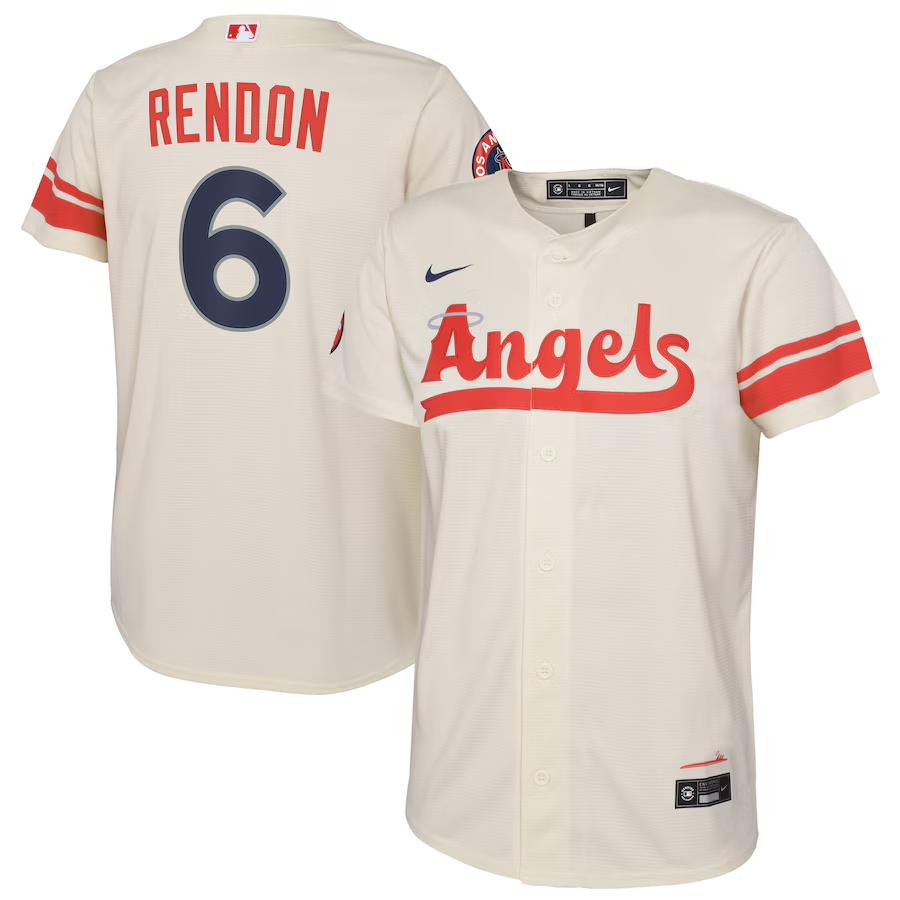 Los Angeles Angels Youth #6 Anthony Rendon Nike City Connect Replica Player Jersey- Cream