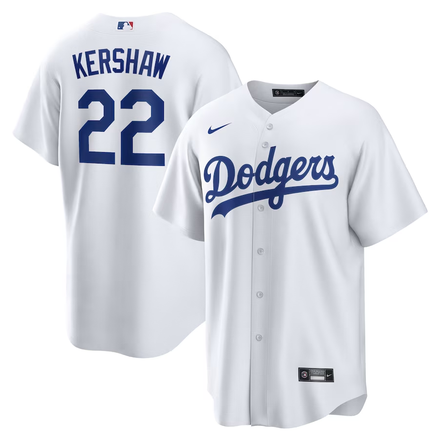 Los Angeles Dodgers #22 Clayton Kershaw Nike Home Replica Player Name Jersey - White