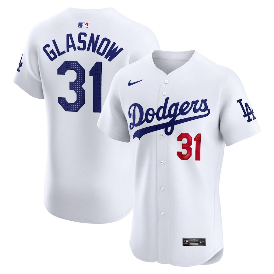 Los Angeles Dodgers #31 Tyler Glasnow Nike Home Elite Player Jersey - White