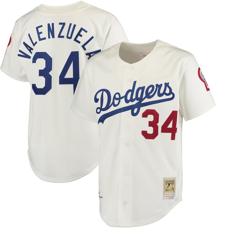 Los Angeles Dodgers #34 Fernando Valenzuela Mitchell & Ness Authentic Jersey - White