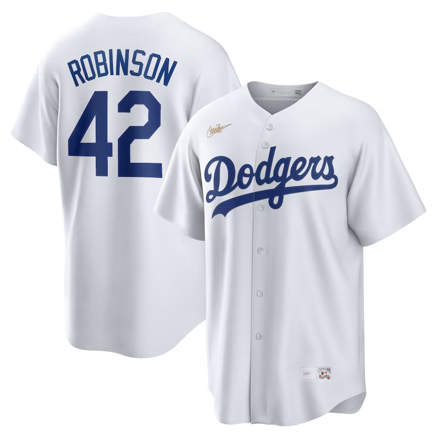 Los Angeles Dodgers #42 Jackie Robinson Nike Home Cooperstown Collection Player Jersey - White