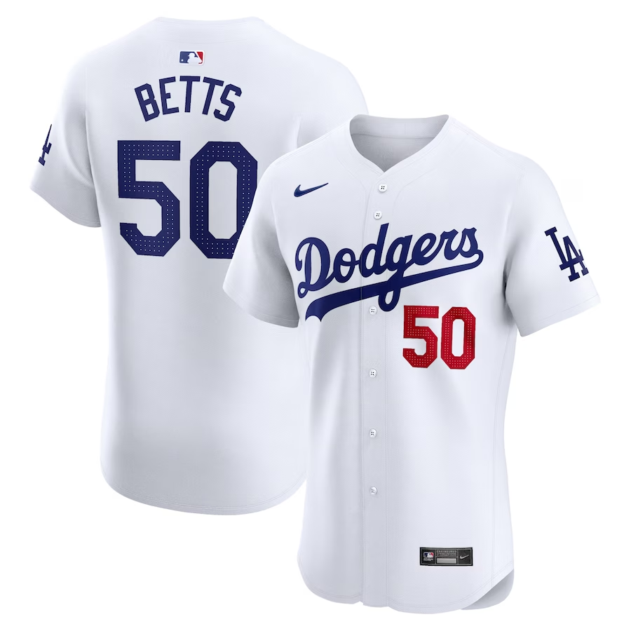 Los Angeles Dodgers #50 Mookie Betts Nike Home Elite Jersey - White