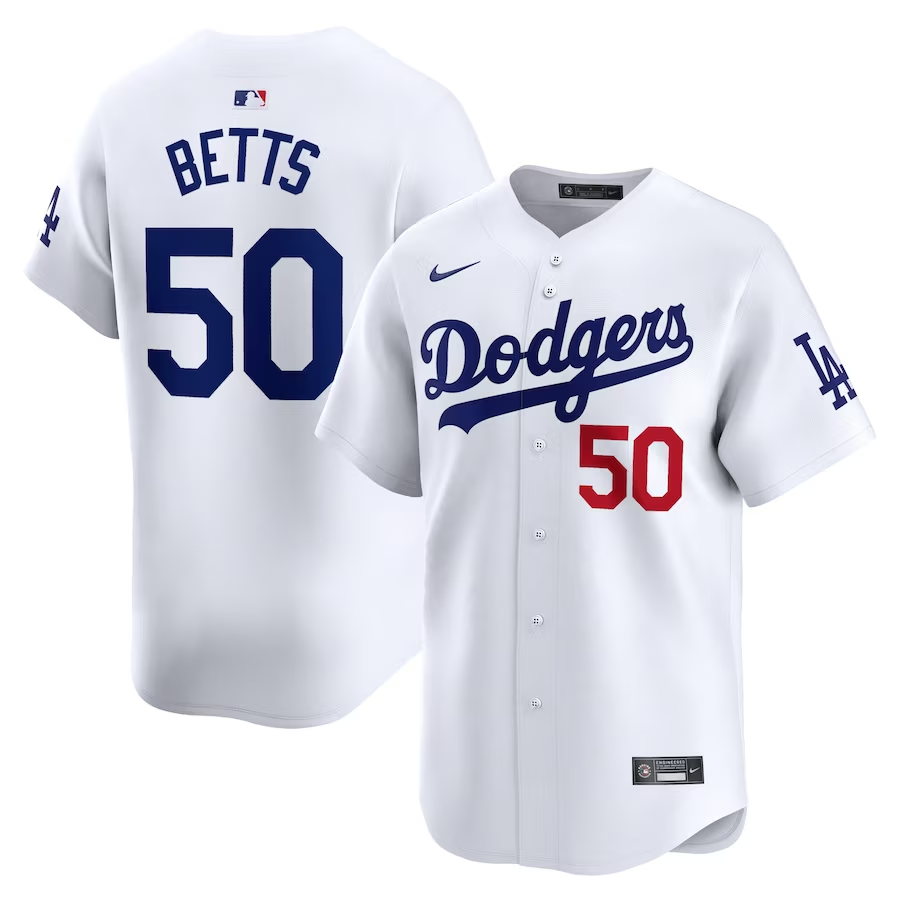 Los Angeles Dodgers #50 Mookie Betts Nike Home Limited Player Jersey - White