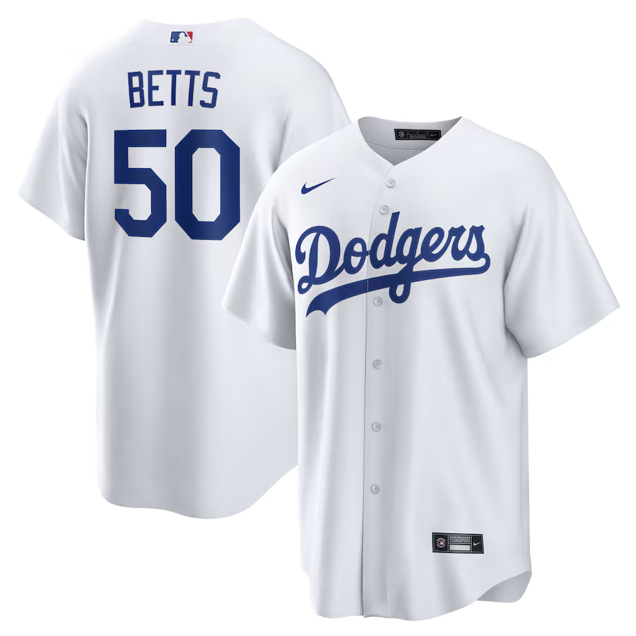 Los Angeles Dodgers #50 Mookie Betts Nike Home Replica Player Name Jersey - White