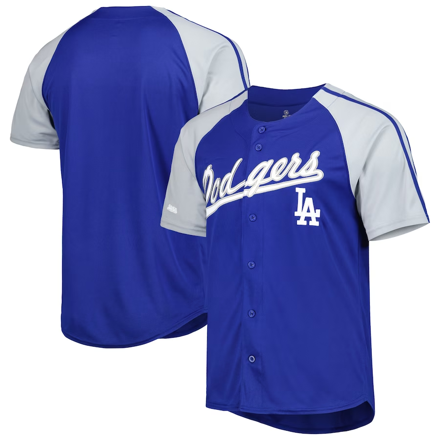Los Angeles Dodgers #Blank Stitches Button-Down Raglan Fashion Jersey - Royal