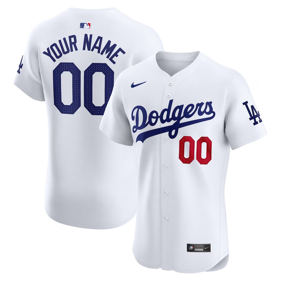 Los Angeles Dodgers Customized Nike Home Elite Jersey - White