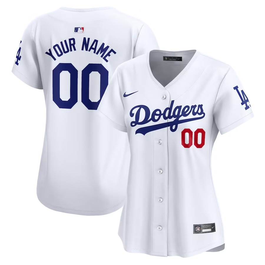 Los Angeles Dodgers Customized Womens Nike Home Limited Custom Jersey - White
