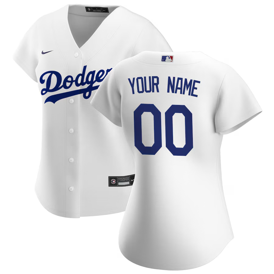 Los Angeles Dodgers Customized Womens Nike Home Replica Custom Jersey - White