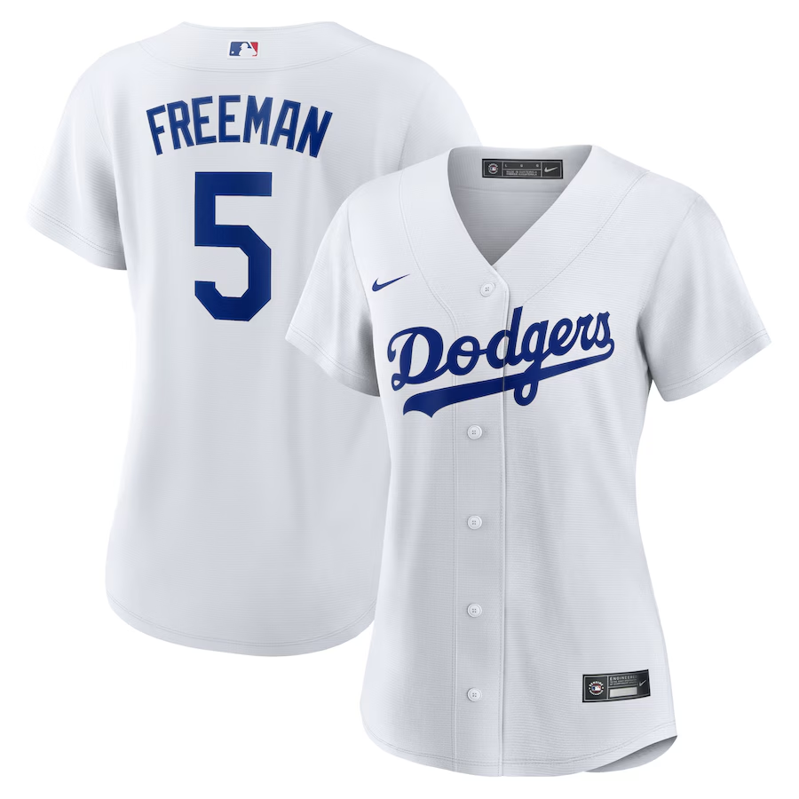 Los Angeles Dodgers Womens #5 Freddie Freeman Nike Replica Player Jersey - White