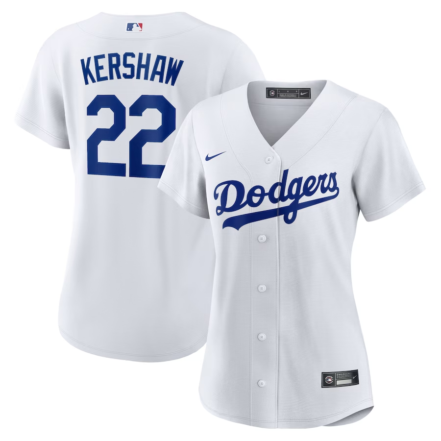 Los Angeles Dodgers Womens #22 Clayton Kershaw Nike Home Replica Player Jersey - White