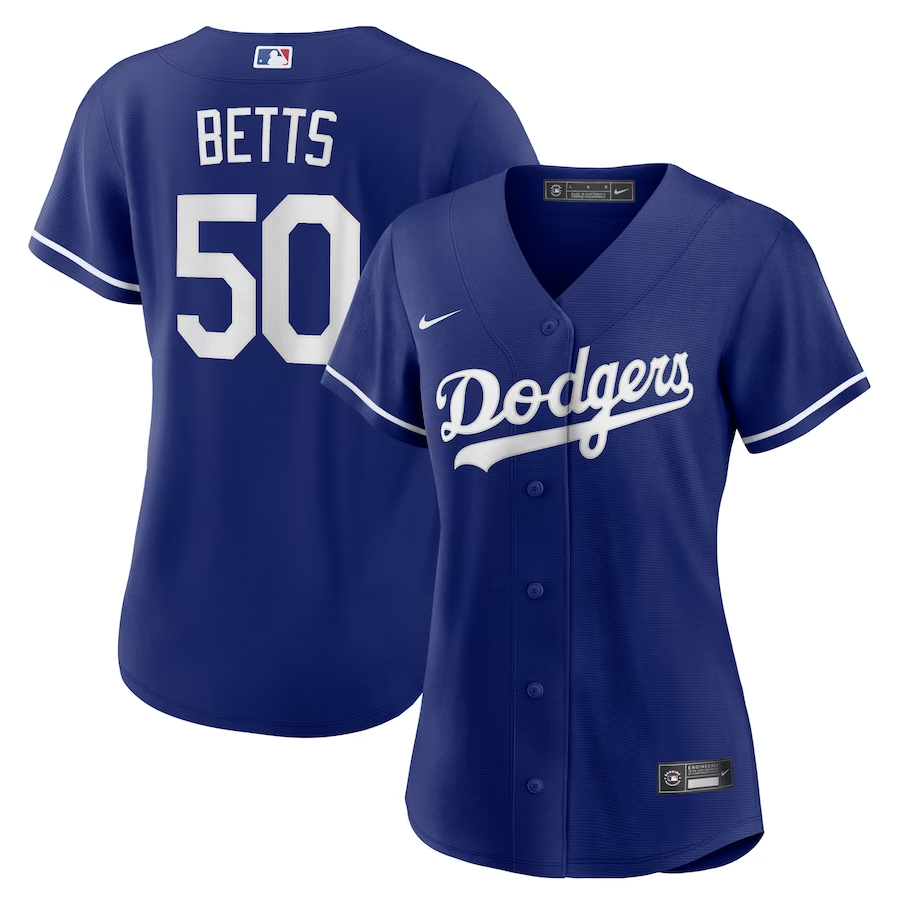 Los Angeles Dodgers Womens #50 Mookie Betts Nike Alternate Replica Player Jersey - Royal