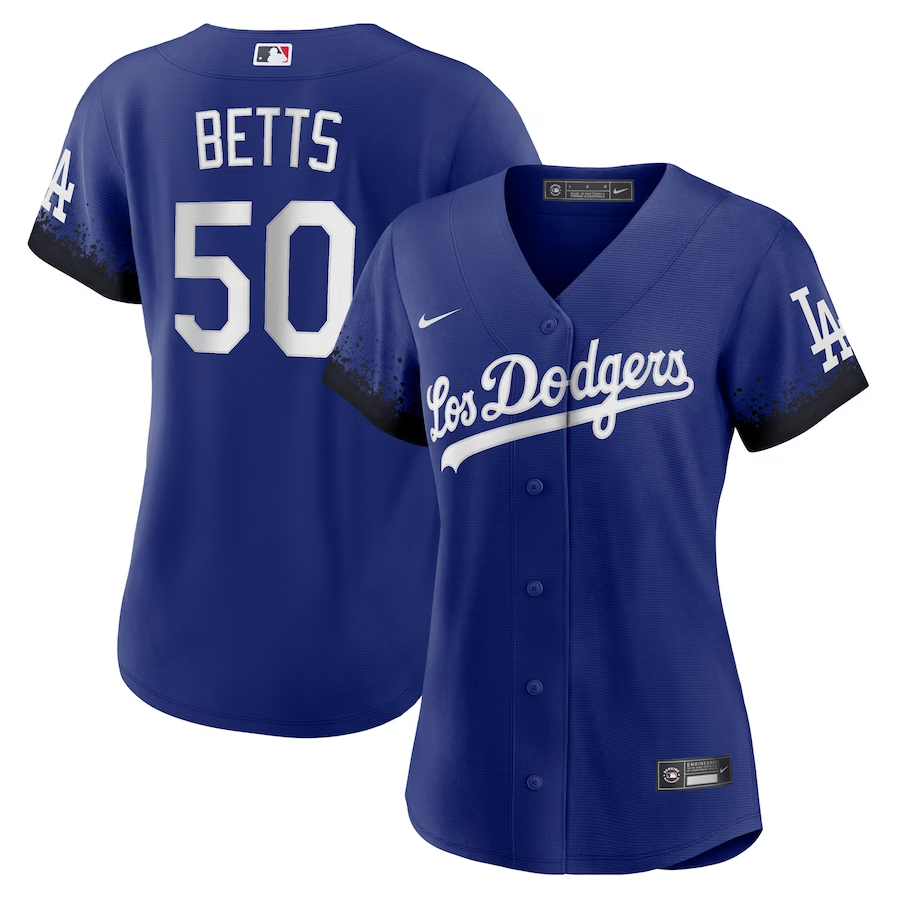 Los Angeles Dodgers Womens #50 Mookie Betts Nike City Connect Replica Player Jersey - Royal