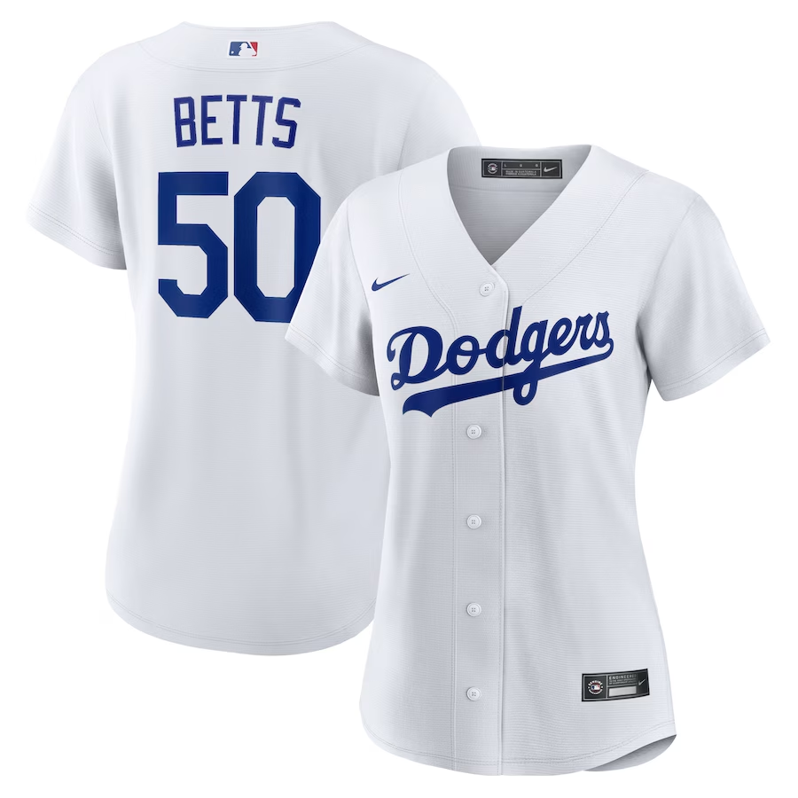 Los Angeles Dodgers Womens #50 Mookie Betts Nike Home Replica Player Jersey - White