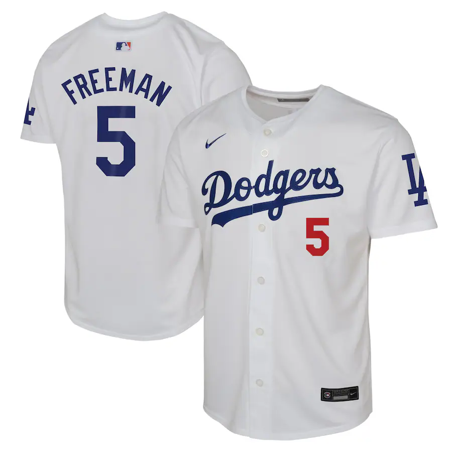 Los Angeles Dodgers Youth #5 Freddie Freeman Nike Home Limited Player Jersey - White
