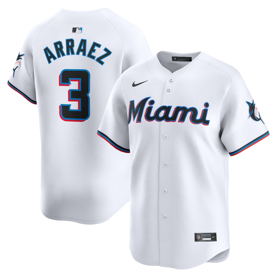 Miami Marlins #3 Luis Arraez Nike Home Limited Player Jersey - White
