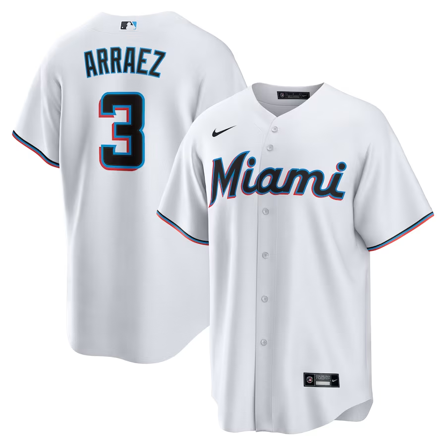 Miami Marlins #3 Luis Arraez Nike Home Replica Player Jersey - White