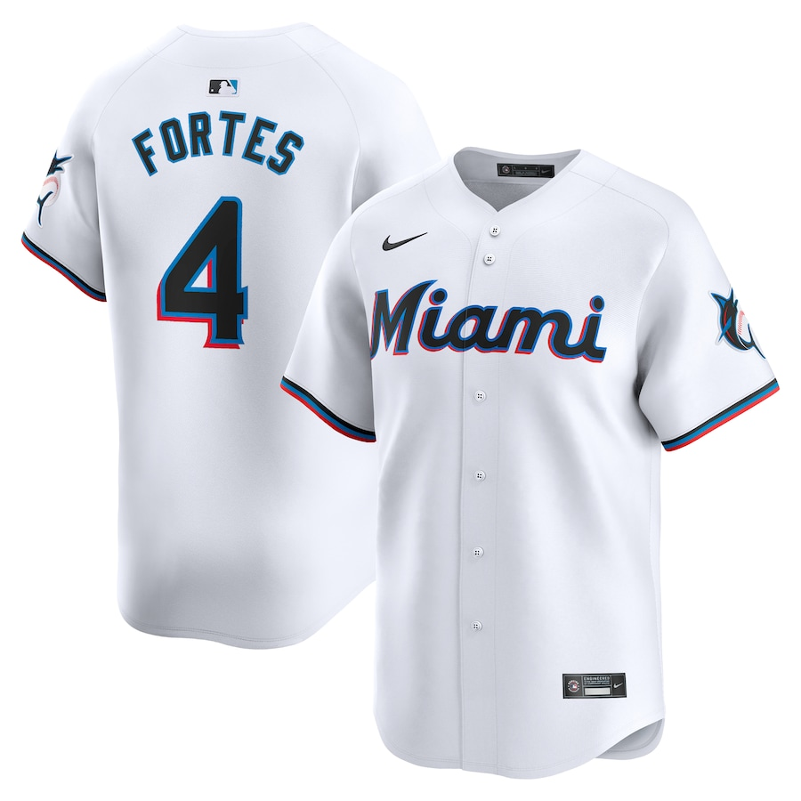 Miami Marlins #4 Nick Fortes Nike Home Limited Player Jersey - White