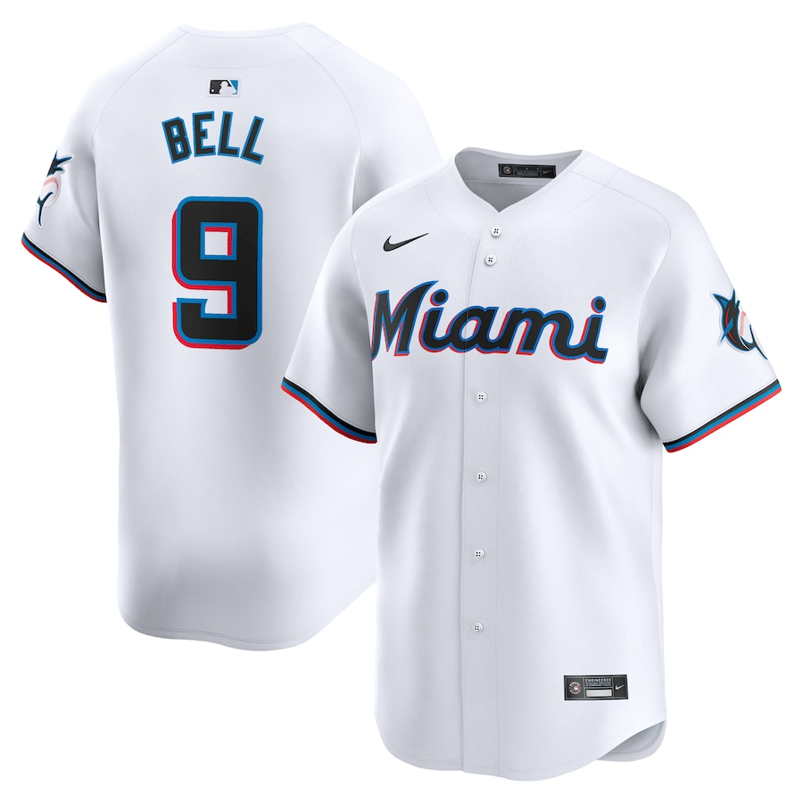 Miami Marlins #9 Josh Bell Nike Home Limited Player Jersey - White