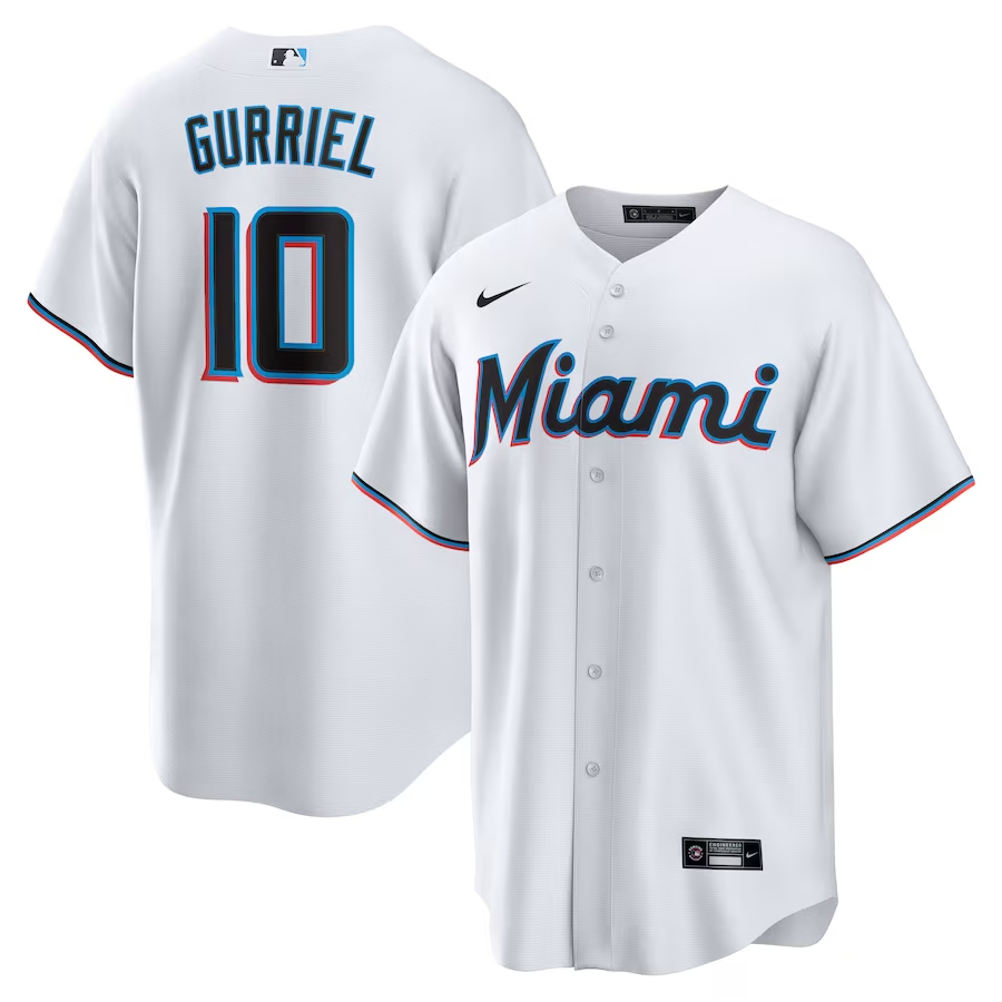 Miami Marlins #10 Yuli Gurriel Nike Replica Player Jersey - White