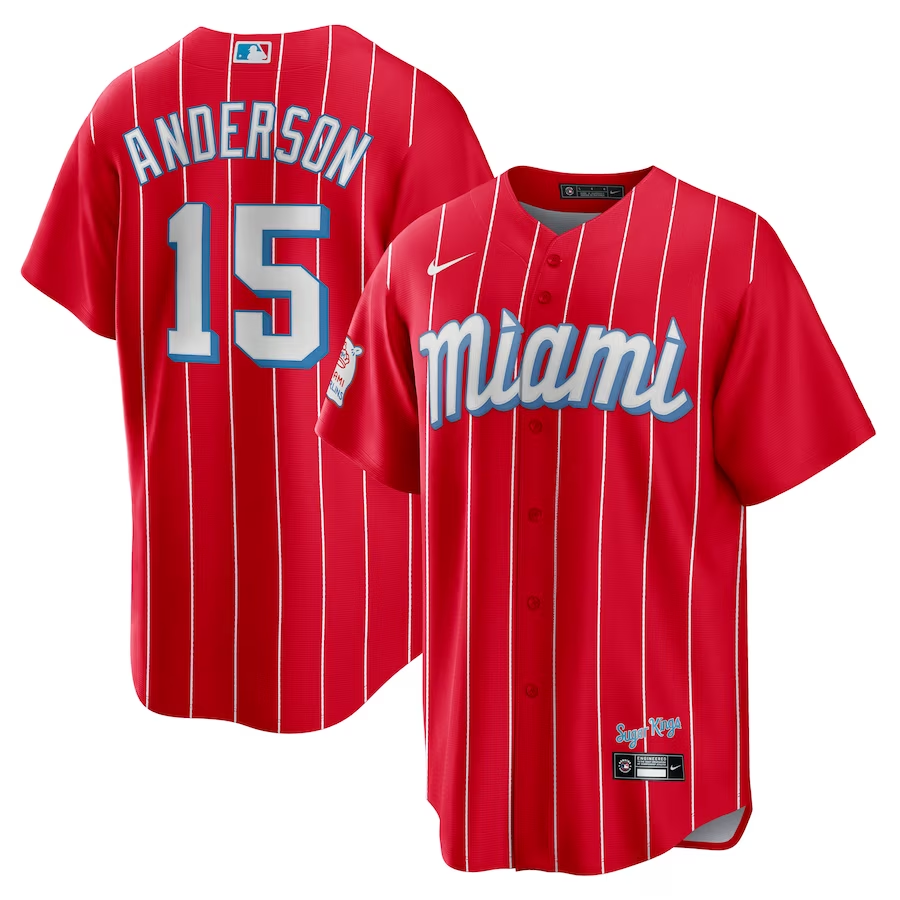 Miami Marlins #15 Brian Anderson Nike City Connect Replica Player Jersey - Red