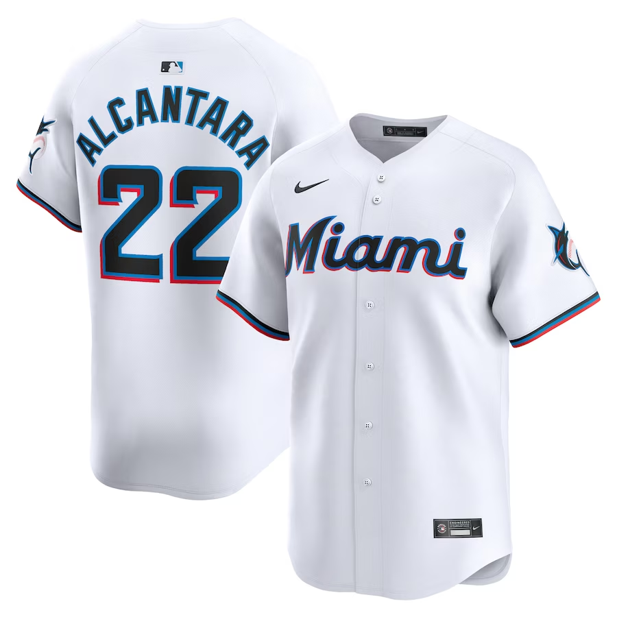 Miami Marlins #22 Sandy Alcantara Nike Home Limited Player Jersey - White