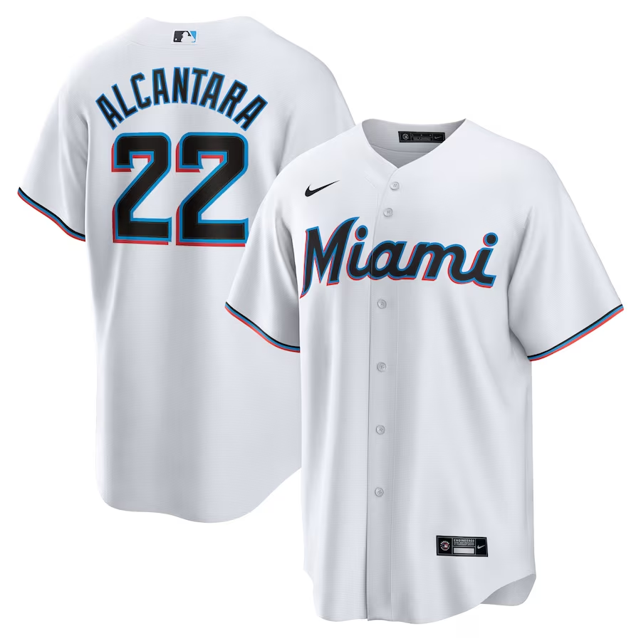 Miami Marlins #22 Sandy Alcantara Nike Replica Player Jersey - White