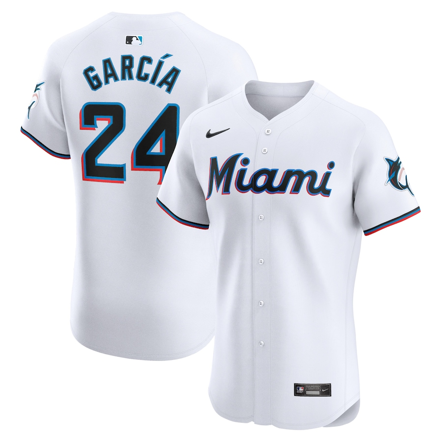 Miami Marlins #24 Avisail Garcia Nike Home Elite Player Jersey - White