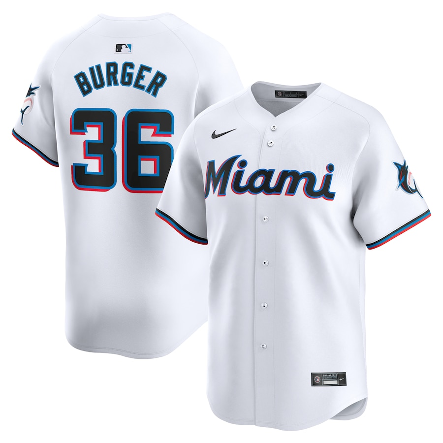 Miami Marlins #36 Jake Burger Nike Home Limited Player Jersey - White