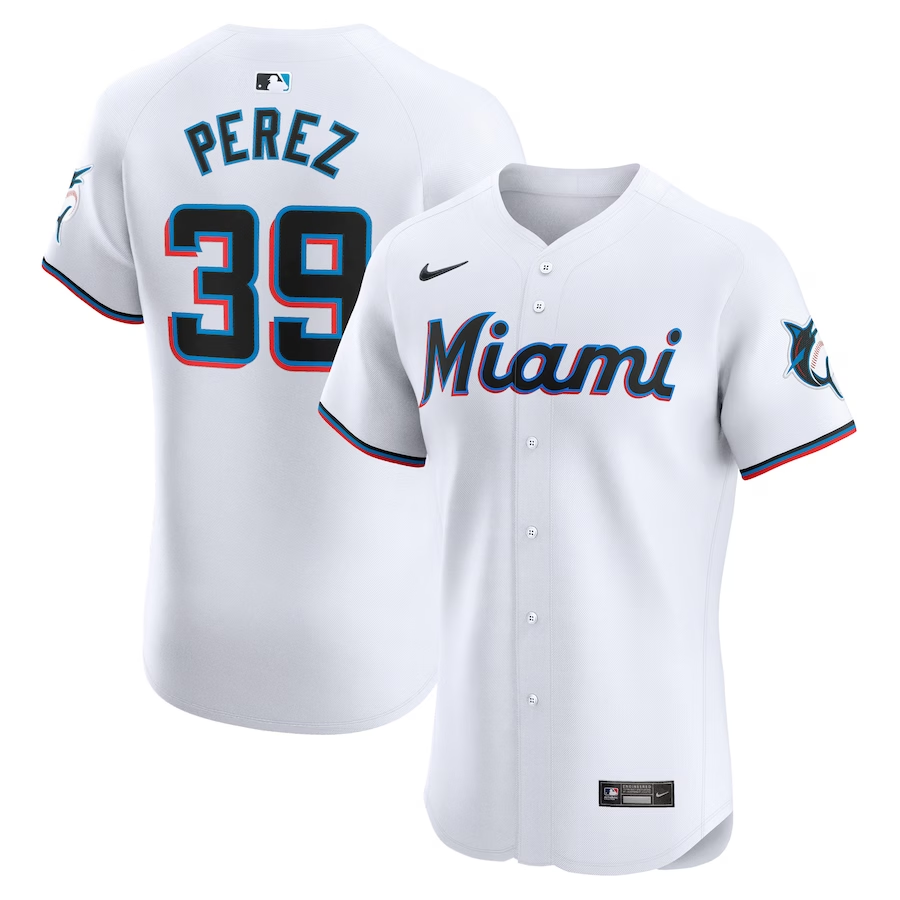Miami Marlins #39 Eury Perez Nike Home Elite Player Jersey - White