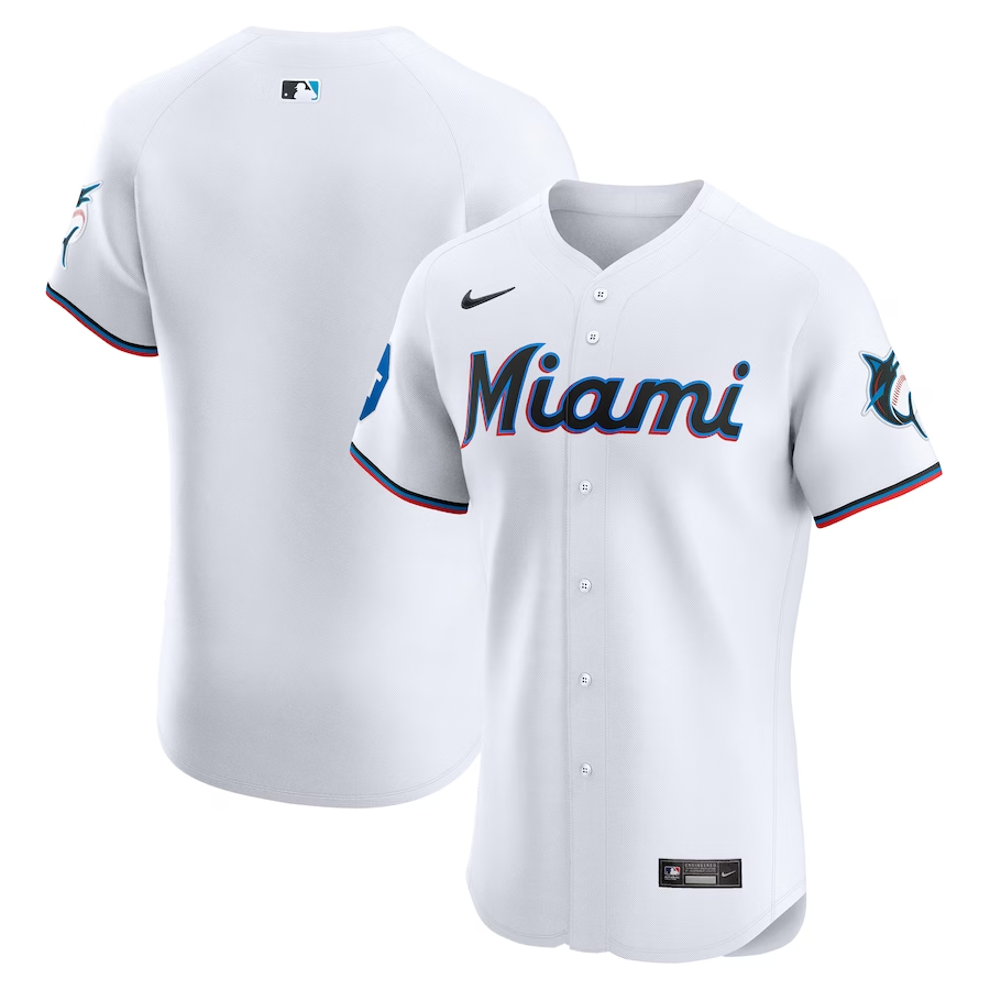 Miami Marlins #Blank Nike Home Elite Patch Jersey - White