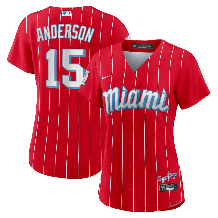 Miami Marlins Womens #15 Brian Anderson Nike City Connect Replica Player Jersey - Red