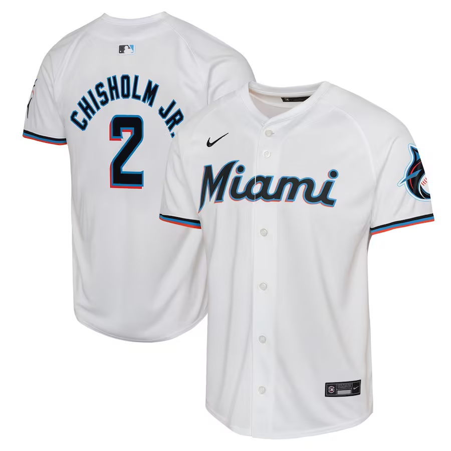 Miami Marlins Youth #2 Jazz Chisholm Nike Home Limited Player Jersey - White