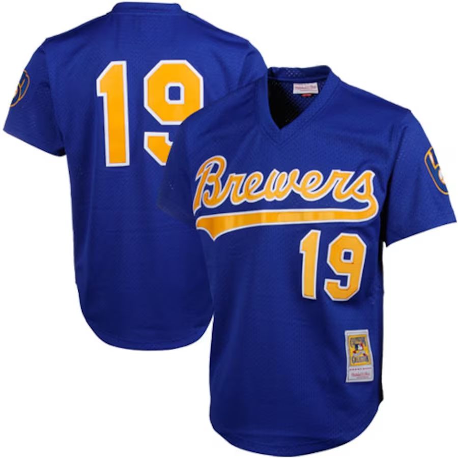Milwaukee Brewers #19 Robin Yount Mitchell & Ness Cooperstown Mesh Batting Practice Jersey - Royal